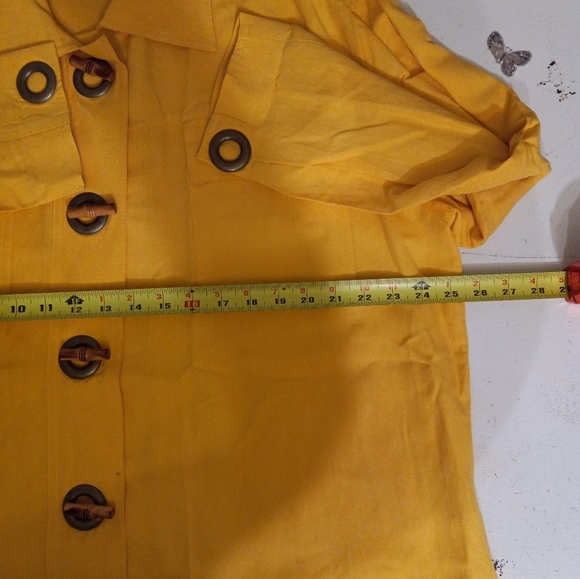Harris Wallace Shirt Yellow Womens Long Sleeves Button Down Bamboo, Size M/52 - Picture 6 of 10